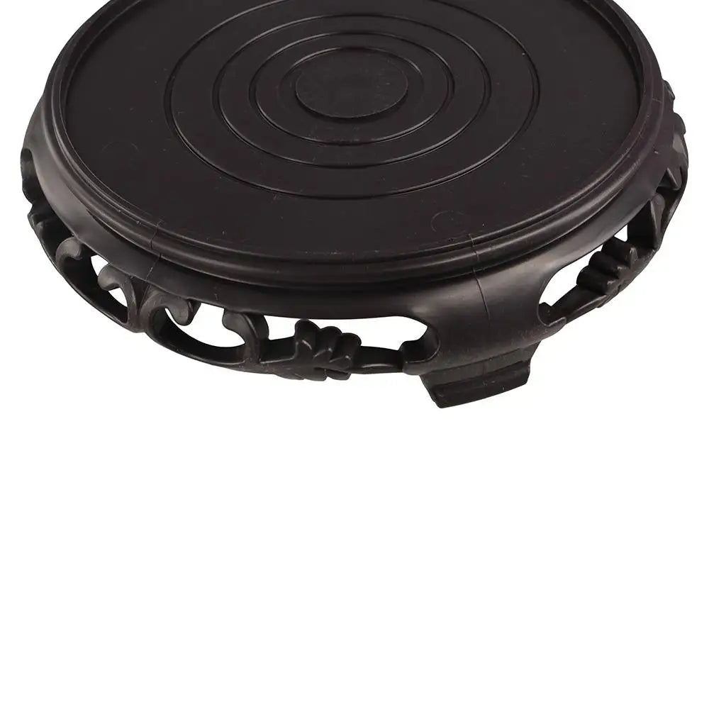 support pot noir gravé motifs classiques pots fleurs résistance corrosion