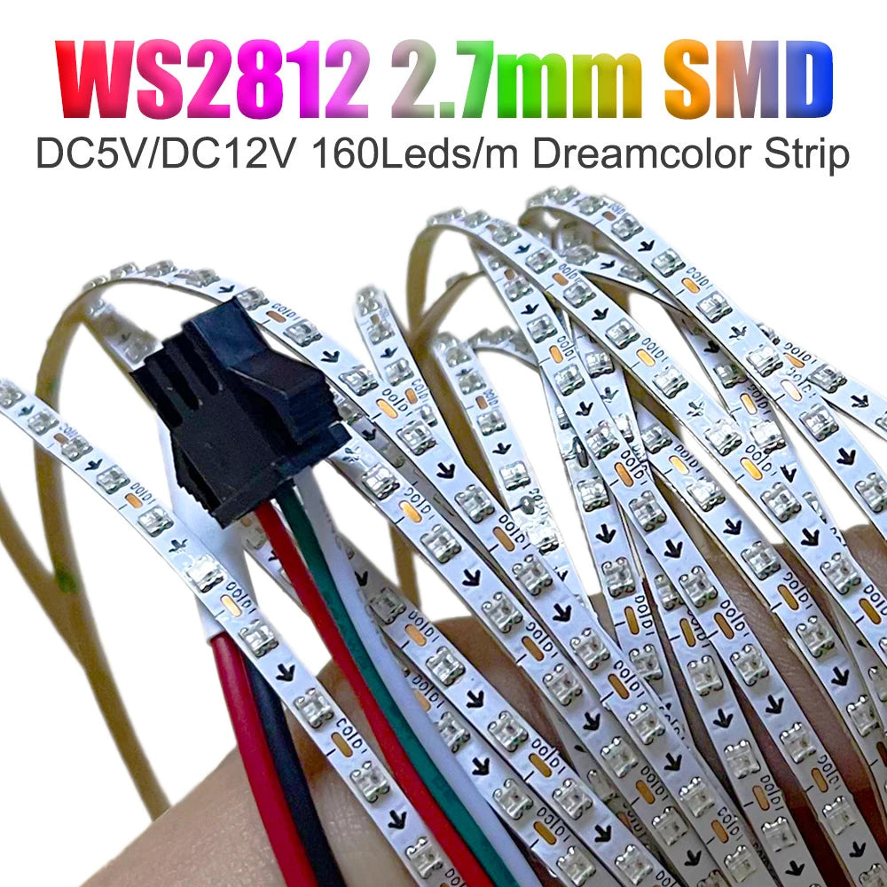 ruban led 160 leds ws2812 blanc multicolore adhésif connecteur câbles moderne