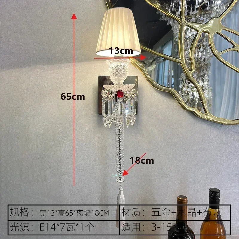 lampe murale cristal transparente abat jour blanc doré élégante classique fixée mur européen moderne