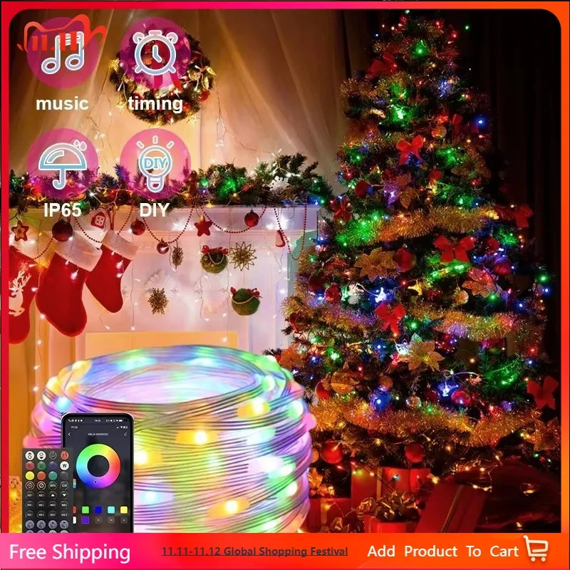 guirlande lumineuse led multicolore moderne fil cuivre ampoules sphériques imperméable ip65 éclairage décoration chambre