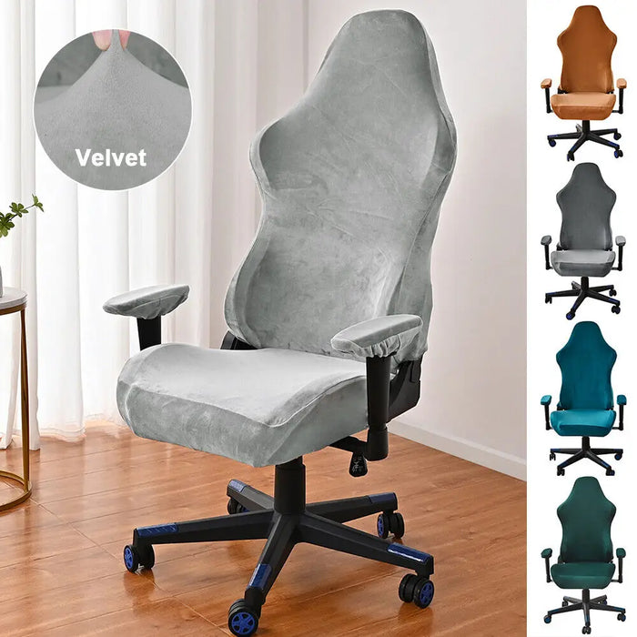 Housse de chaise de bureau en velours extensible 4 pièces couleur blanc