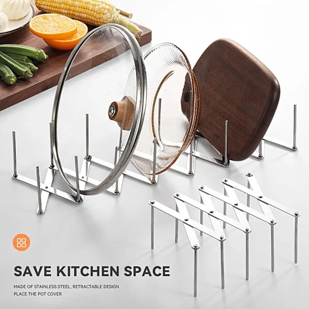 support couvercle acier inoxydable extensible multifonctionnel assiettes bol rangement cuisine utilitaire minimaliste
