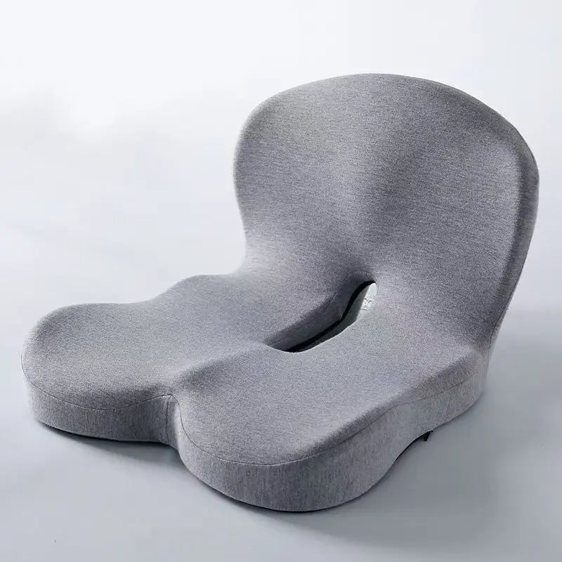 coussin ergonomique gris soutien lombaire mousse mémoire forme tissu polyester lavable ceinture sécurité moderne