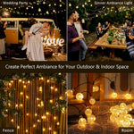 guirlande lumineuse solaire boules translucides blanc doré moderne clipsextérieur jardin patio fête