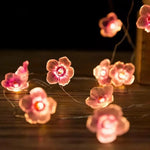 guirlande lumineuse fleurs roses blanches moderne extérieure auto batterie LED