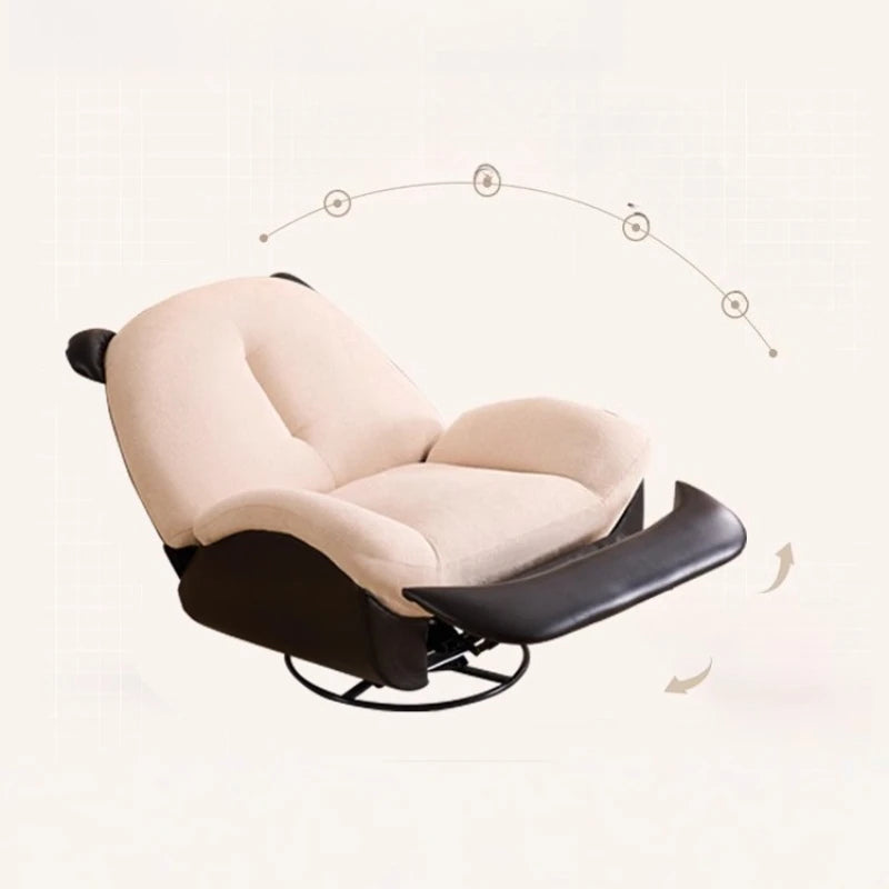 fauteuil relax moderne bois éponge tissu uni beige noir réglable multifonction