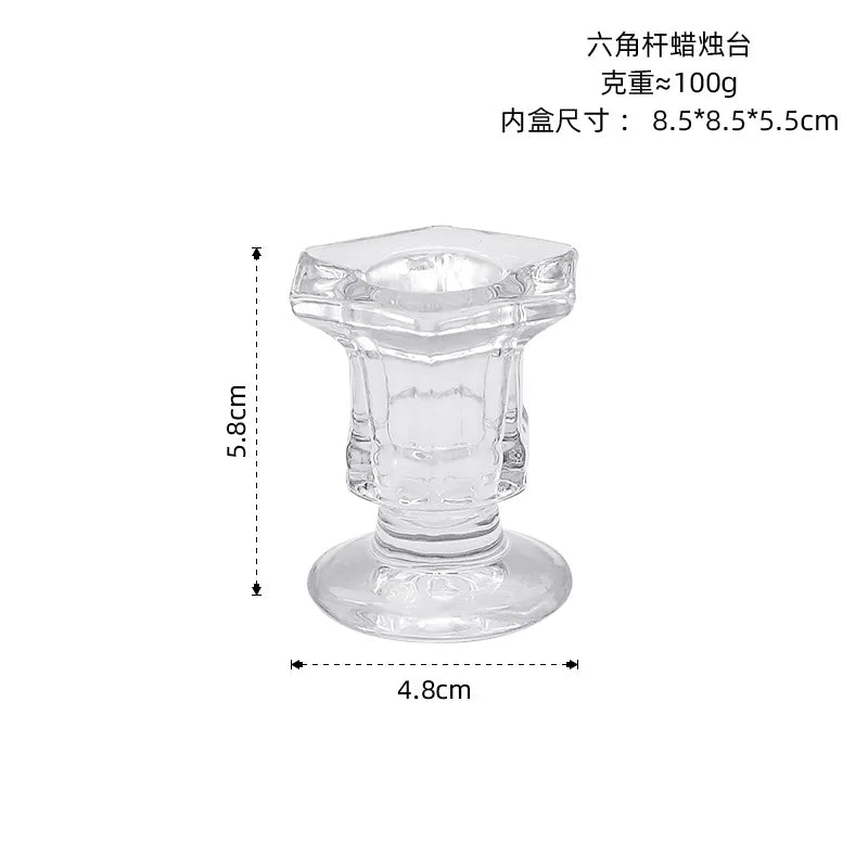 bougeoir classique transparent gravé décoration maison support bougie alliage métal rond opacité