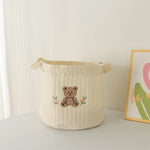 panier rangement brodé animaux ours lapin écureuil poignées détachables rangement vêtements moderne respectueux environnement