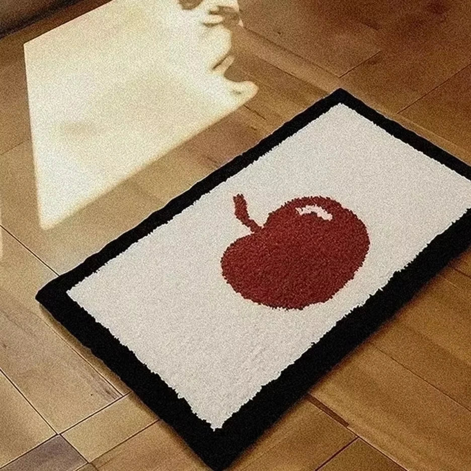 tapis apple motif doux polyester blanc rouge moderne antidérapant intérieur salon chambre
