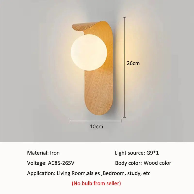 lampe murale moderne minimaliste bois naturel blanc éclairage quotidien LED G9 opacité fixée mur