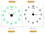 horloge murale moderne quartz aiguille adhésive noir doré salon grande taille