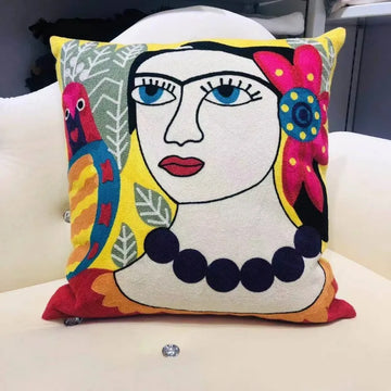 housse coussin carré coton motif abstrait géométrique moderne décoration salon maison couleur multicolore