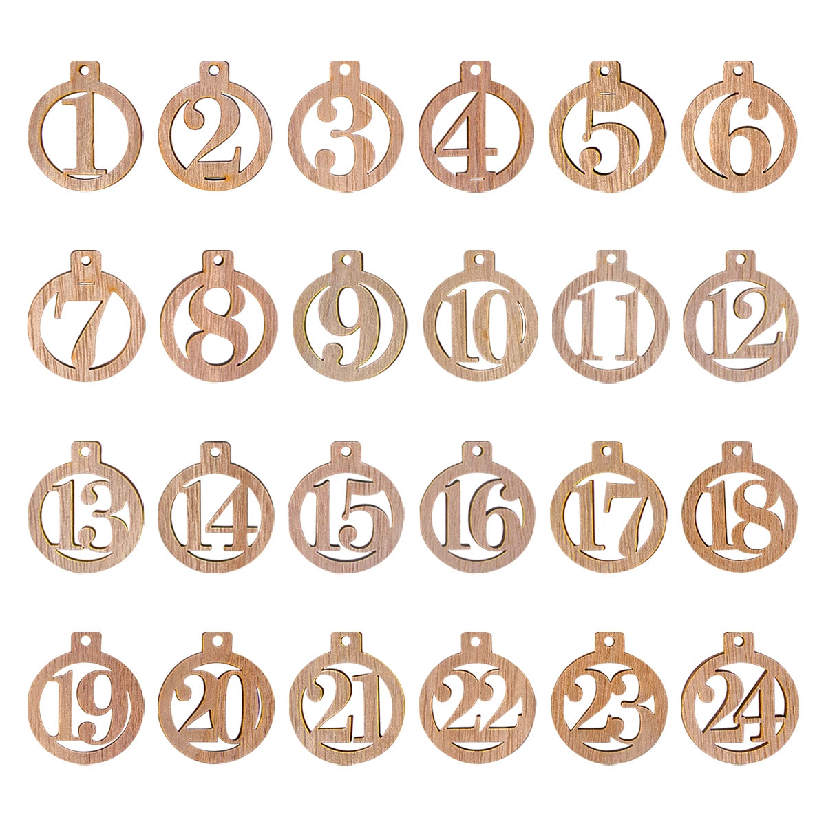 Pendentif bois numéroté pour sapin de Noël