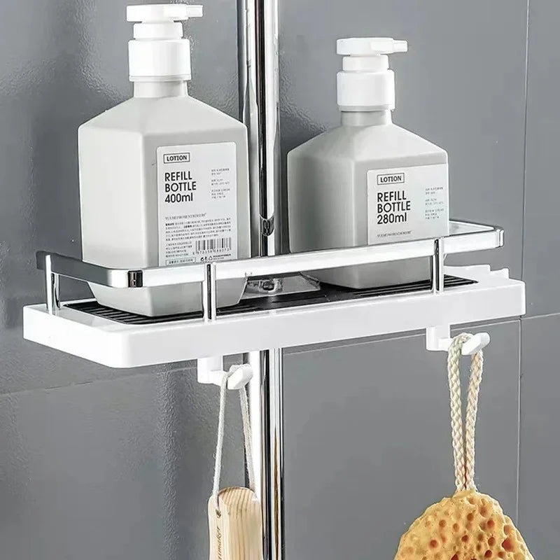 étagère douche moderne réutilisable plastique abs blanc noir texture grille clips barre douche éléments