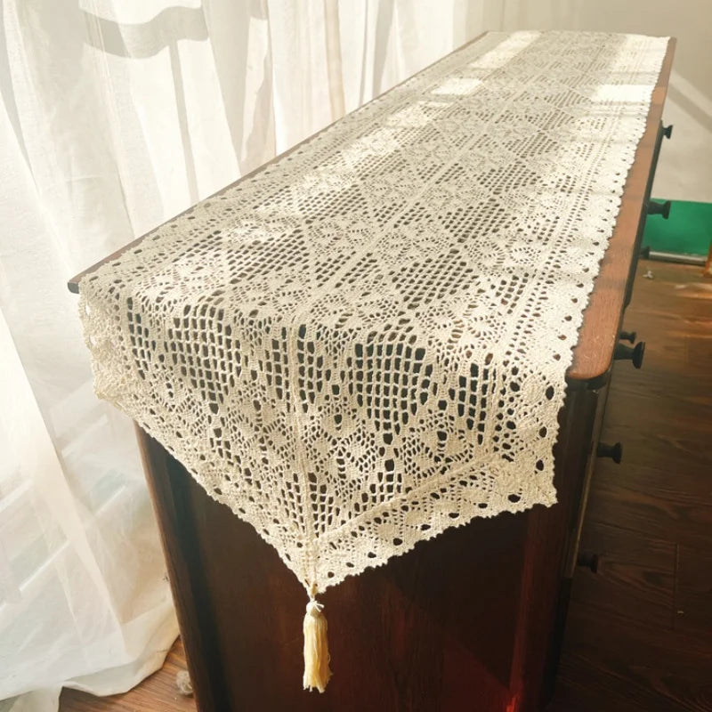 serviette table coton beige motifs géométriques traditionnelle réutilisable salon chambre festive