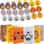 sacs papier animaux cartoon poignées blancs tigre zèbre girafe elephant enfants fêtes anniversaires