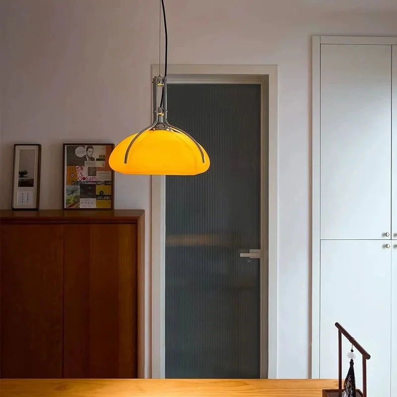 lampe suspendue moderne orange mat pendentif crochet métallique câble noir cuisine salon chambre