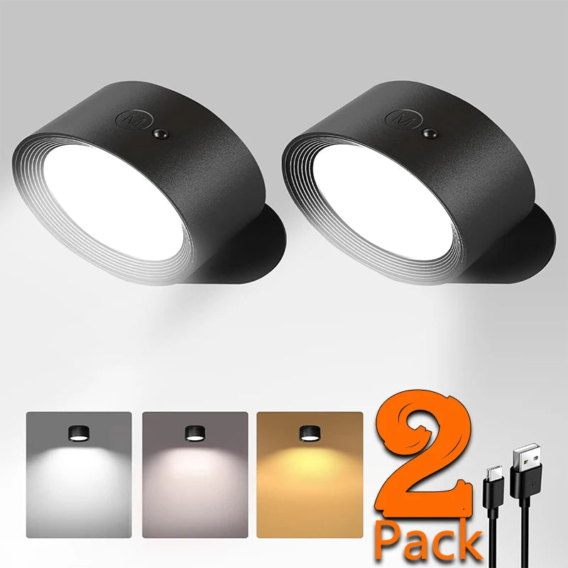 lampes murales led rechargeables ajustables 360 degrés moderne noir blanc orange