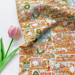 tissu coton imprimé personnages noël blanc orange vert bleu rouge illustratif cartoon festive market