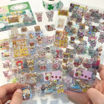sticker kawaii mignon dessin animé waterproof scrapbooking stickers pastel ours personnage floral