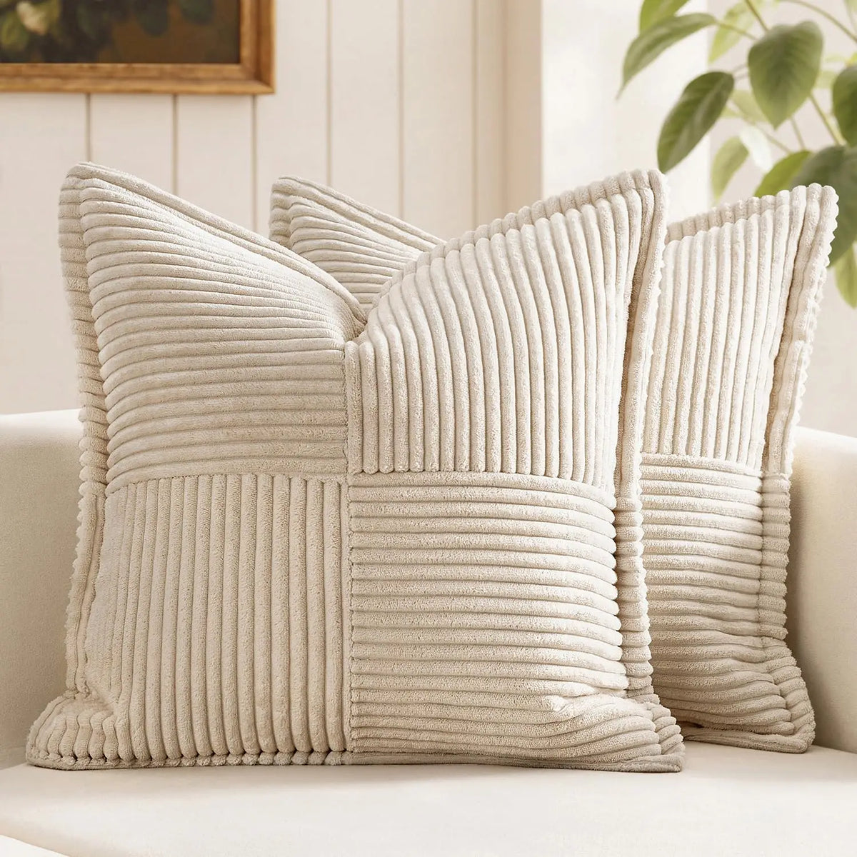 housse coussin velours côtelé rayé beige coussin support lombaire sieste lit classique polyester coton