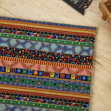 tissu ethnique rayures géométriques orange vert bleu marron noir boho chic rapide respirant abrasion