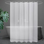 rideau douche blanc semi transparent moderne magnets lestés crochets