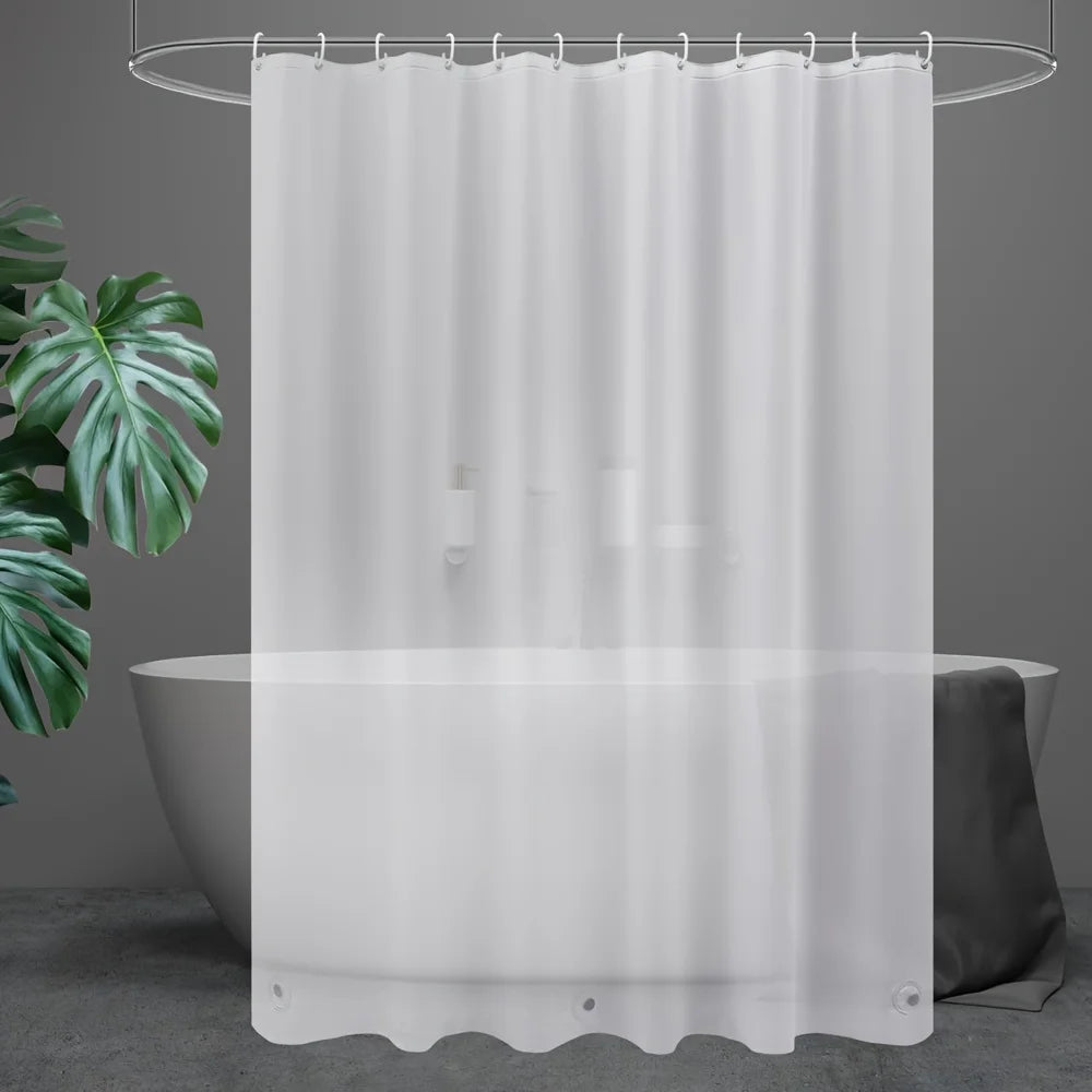 rideau douche blanc semi transparent moderne magnets lestés crochets