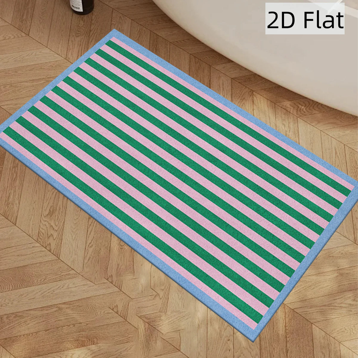 tapis rayé vert rose bleu clair moderne imperméable résistant anti bactéries polyester entrée maison