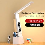 lampe led rechargeable blanc moderne sans ombre interrupteur tactile horloge veilleuse étude