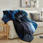 couverture polyester bleu gris moderne ombres gradation anti boulochage portable toutes saisons