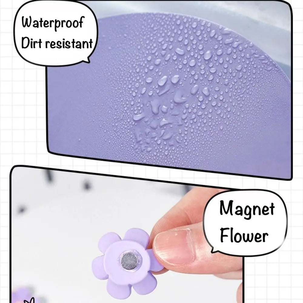 tableau magnétique violet fleurs relief moderne anti dérapant papier notes stylo