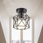 lampe led e27 fer forgé noir moderne structure géométrique métal éclairage quotidien chambre salon
