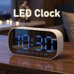 horloge numérique led moderne blanc affichage calendrier alarme