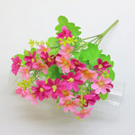 bouquet artificiel fleurs simples feuilles vertes moderne décoration intérieure opacité bleu rose jaune vert