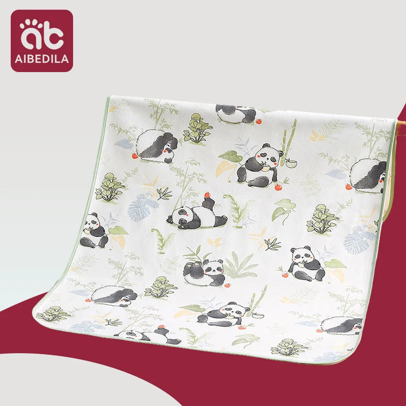 drap bébé panda imprimé doux blanc vert noir orange rose bleu floral