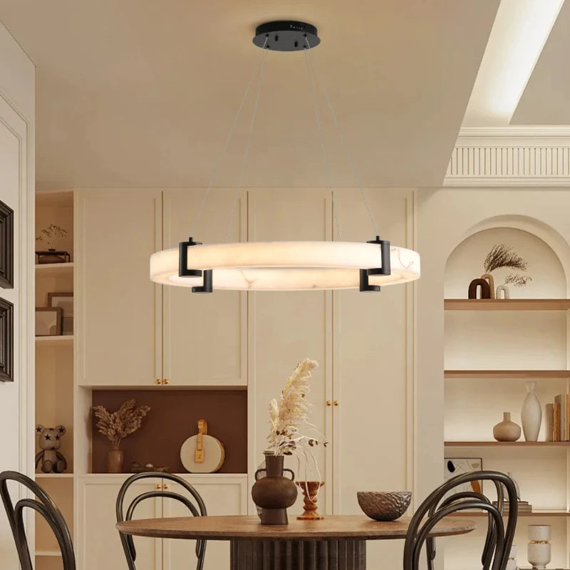 suspension lumineuse moderne marbre veiné blanc noir ajustable contemporain lumière led opaque