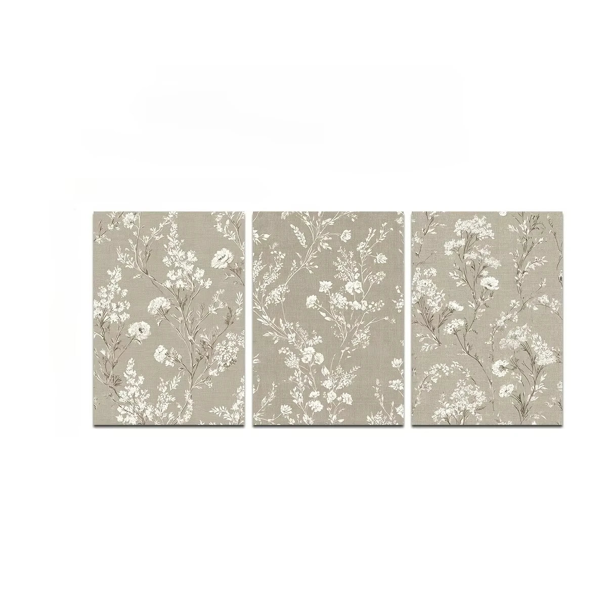 tableaux classiques fleurs blanches toile beige cadeau decoration murale vintage douxintérieur