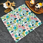 serviettes papier fleur aquarelle blanc rose bleu turquoise vert printanier