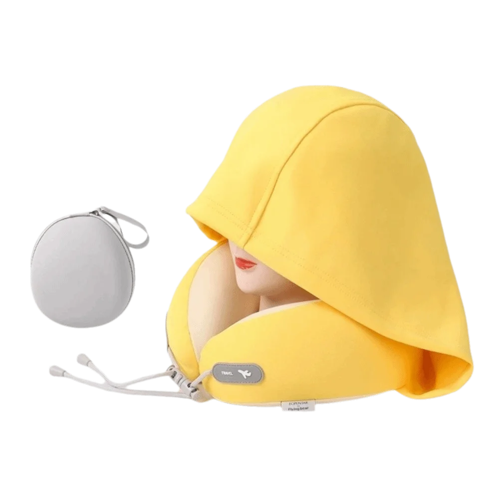 oreiller cou voyage forme mousse mémoire forme ergonomique doux velouté moderne bleu jaune rose