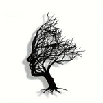 sculpture murale contemporaine silhouette visage noir abstraite métal fixations invisibles 30cmx21cm