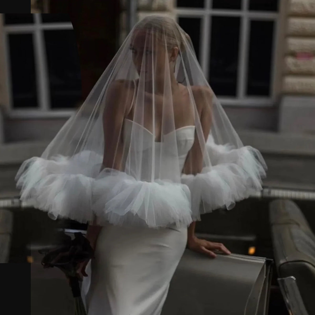 voile mariée deux couches tulle blanc classique élégant prom mariage demoiselle d'honneur romantique original