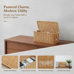 panier marron clair tressé moderne rangement chargeur usb câble smartphone maison