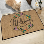 tapis d'entrée moderne fleurs colorées welcome chill out antidérapant résistant décoloration polyester