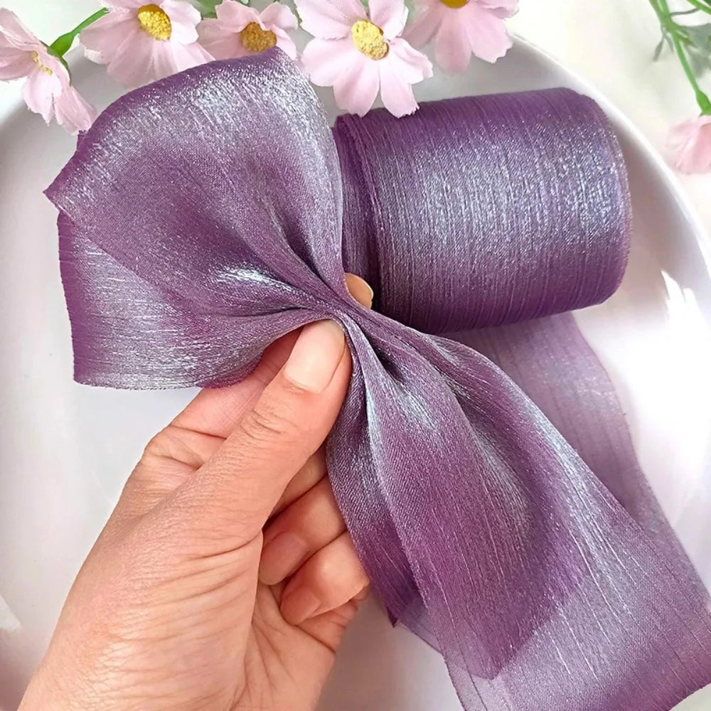 ruban organza violet rose rouge bleu clair opacité texture ondulée classique 5m large 6cm