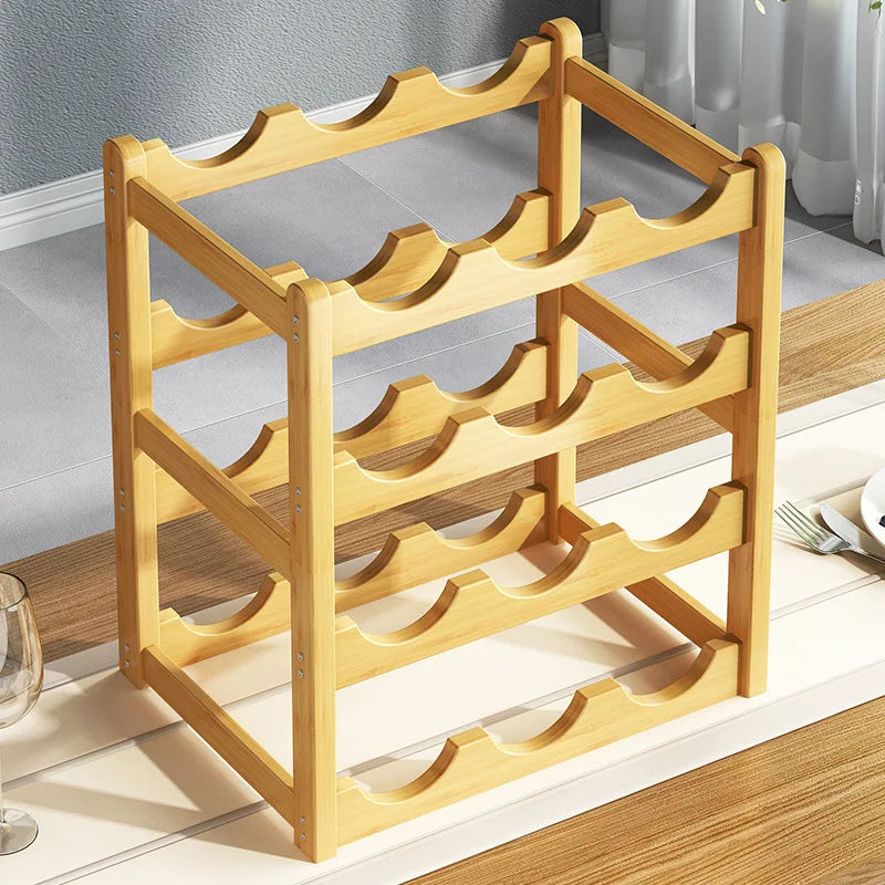 support bouteilles vin bois naturel moderne stable vis fixations 33cm 24cm 15cm respectueux environnement