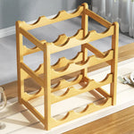 support bouteilles vin bois naturel moderne stable vis fixations 33cm 24cm 15cm respectueux environnement
