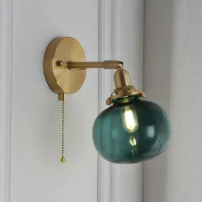 lampe murale moderne or transparent rayures ampoule led cordon interrupteur vintage électrique