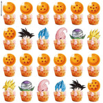 fourchettes cupcakes décorations dragon ball personnages boules toppers adhésifs gâteau anniversaire diy orange bleu