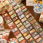 sticker autocollant kawaii dessins animés géométriques multicolores scrapbooking diy journal craft fournitures